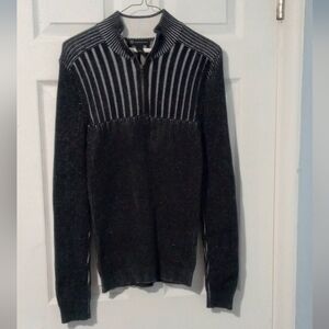 INC International Concepts Men's Black and Gray 1/4 Zip-Up Sweater